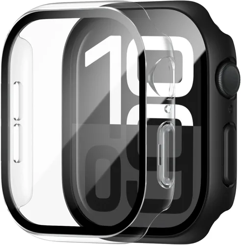 Miniatura 10 de Paquete de 2 fundas rígidas de policarbonato compatibles con Apple Watch, con protector de pantalla de cristal templado sin burbujas para accesorios