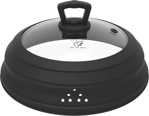 Miniatura 10 de Tapa protectora de salpicaduras de vidrio ventilado para microondas, tapa protectora de salpicaduras con silicona plegable para alimentos como Gris