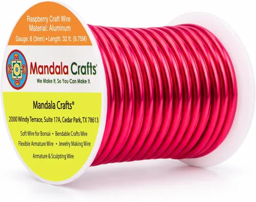 Miniatura 237 de Mandala Crafts - Alambre de aluminio anodizado de 8 calibre para hacer joyas - 9.75 m de alambre flexible negro colorido - Flexible para bonsái