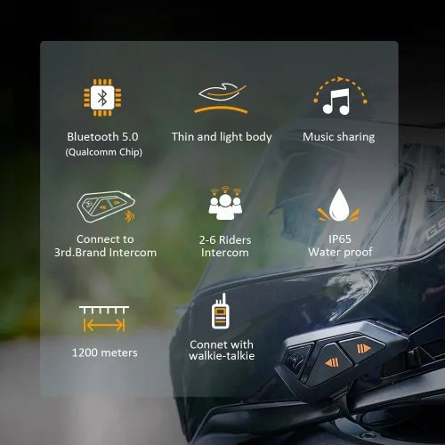 Miniatura 3 de FreedConn Casco de motocicleta Bluetooth auricular intercomunicador con música compartida, universal FG 3,937.0 ft 6 vías sistemas de comunicación