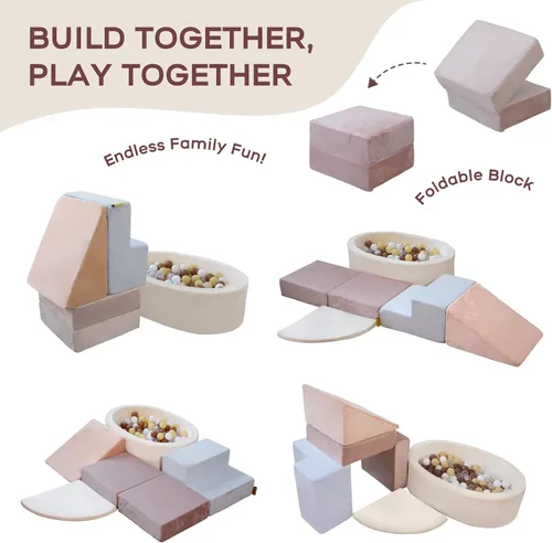 Miniatura 2 de BanaSuper Juguetes de escalada de 6 piezas para niños pequeños, juego de bloques de espuma para niños con pozo de pelotas (bolas no incluidas)