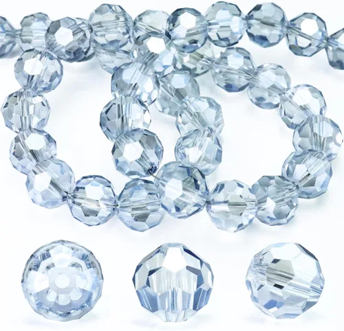Miniatura 15 de Dowarm 100 cuentas redondas de cristal de 0.315 pulgadas para la fabricación de joyas, cuentas de cristal Rondelle facetadas para manualidades