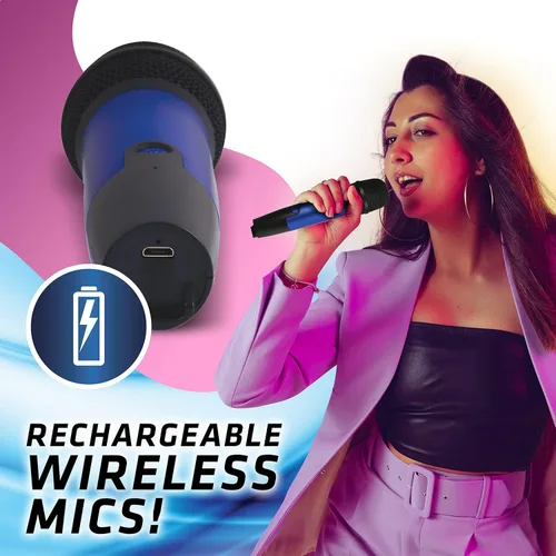Miniatura 4 de Máquina de karaoke Singsation, sistema portátil Bluetooth 5.0 para casa, para niños y adultos, 2 micrófonos inalámbricos, efectos de sonido