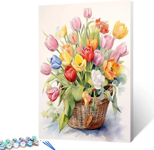 Miniatura 13 de Leisurely - Pintura por números para adultos, flor en botella, pintura al óleo digital, pintura acrílica, kits de pintura de licor, arte de pared