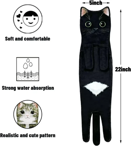 Miniatura 7 de Toallas de mano para baño y cocina, toallas decorativas para rostro con diseño de gato que se secan rápidamente y se cuelgan; regalos divertidos