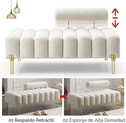 Miniatura 6 de NIOIIKIT Sofá de dos plazas moderno de 53.2", sofá acentuado tapizado con patas doradas y respaldo ajustable, pequeños sofás de felpa Teddy