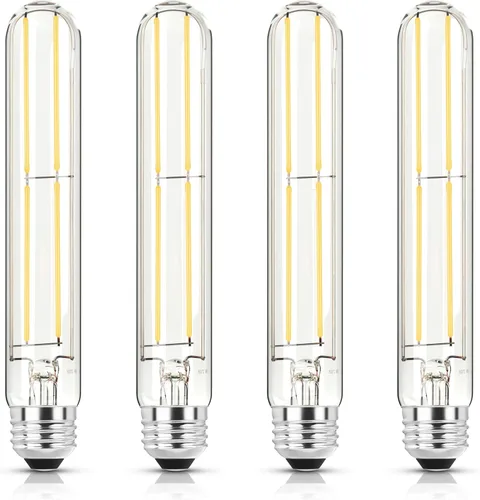 Bombilla LED E26 de 7.3 pulgadas de 6 W, igual a 80 W, 4000 K, bombillas Edison blancas neutrales regulables, T10 T9 de vidrio transparente tubular
