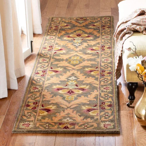 Miniatura 8 de SAFAVIEH Antiquity Collection AT54B - Alfombra redonda de lana oriental de primera calidad, hecha a mano, 3 pies 6 pulgadas, color salvia / dorado