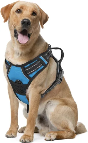 Miniatura 13 de MoNiBloom Arnés reflectante para perro, arnés de chaleco sin tirones con asa, arnés ajustable y acolchado suave para mascotas para perros grandes