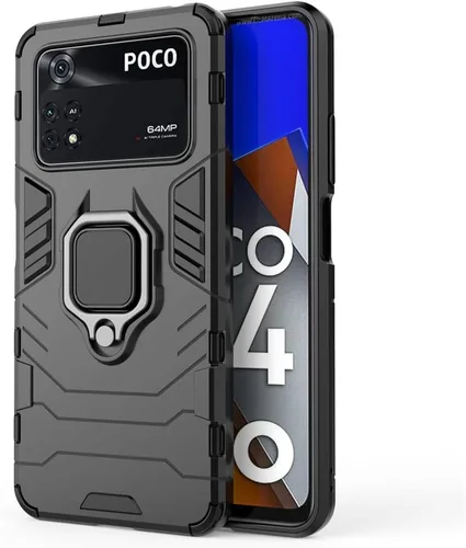 Miniatura 5 de MaiJin Compatible con funda Xiaomi Mi Poco M4 Pro 4G, soporte de anillo de metal a prueba de golpes (funciona con soporte magnético para automóvil)
