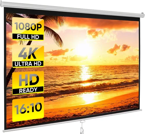 Miniatura 10 de Pantalla de proyección HD 4:3 de 72 pulgadas, pantalla de proyección manual para interiores y exteriores, pantalla de proyector portátil sin arrugas