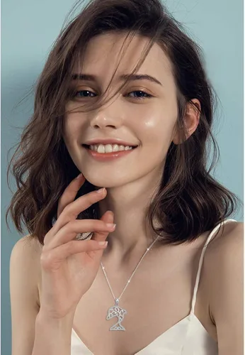 Miniatura 2 de Ladytree 925 Sterling Silver Stingray Necklace Manta Ray Turtle Dolphin Charm Tortoise Necklace Sea Animal Tree of Life Jewelry Sea Lover Gifts