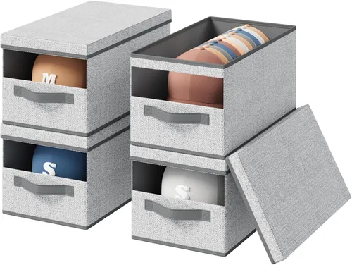 Miniatura 13 de Homsorout Organizador de sombreros para gorras de béisbol, paquete de 3 cajas de almacenamiento extraíbles con ventana transparente, soporte