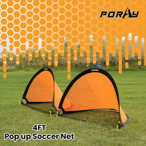 Miniatura 3 de Poray Soccer Goal for Kid Easy-up Set of Two Portable Soccer Net 210D Oxford with 8 Field Marker Cones Extra Stakes Fun for Backyard and Soccer