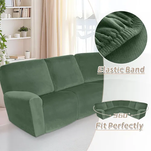 Miniatura 318 de Arfntevss Fundas de sofá seccional reclinable de terciopelo, Funda de sofá seccional de esquina para sofá reclinable, Funda elástica suave