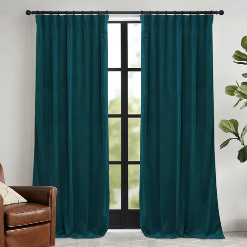 Miniatura 49 de RYB HOME Cortinas elegantes de terciopelo verde de 108 pulgadas de largo, bloqueo de luz, aislamiento térmico, elegantes cortinas de terciopelo