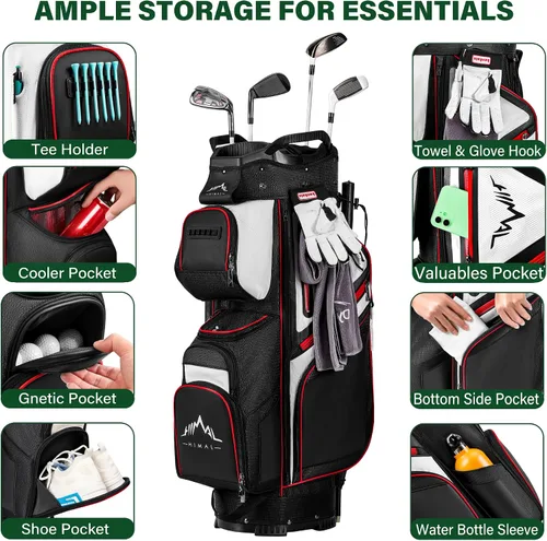 Miniatura 6 de UNIHIMAL Bolsa de carrito de golf Divisor organizador de 15 vías, bolsa de golf premium con asas cómodas y 14 bolsillos