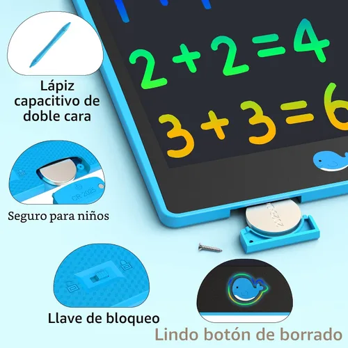 Miniatura 3 de Hockvill: Tableta de escritura LCD para niños de 8.8 pulgadas, juguetes para niñas y niños, pizarra para dibujar para niños de 3, 4, 5, 6, 7 años