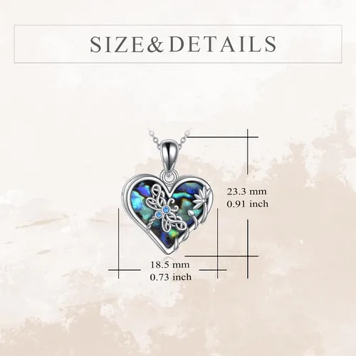 Miniatura 2 de Ocean TurtleDragonfly Urn Necklaces for Ashes Sterling Silver Heart Cremation Jewelry for Ashes with Abalone Shell Urn Necklace Memory Jewelry for