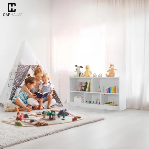 Miniatura 8 de CAPHAUS Organizador de almacenamiento de juguetes con compartimentos abiertos para niños, 44.1 x 11.8 x 24.2 pulgadas, blanco, organizadores