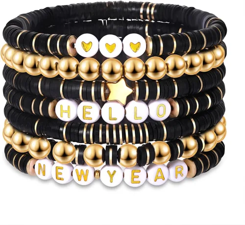 Miniatura 257 de Surfer Heishi - Pulseras apilables para mujer, apilables, de vinilo arcoíris, disco de arcilla, pulseras elásticas para la amistad, joyería bohemia