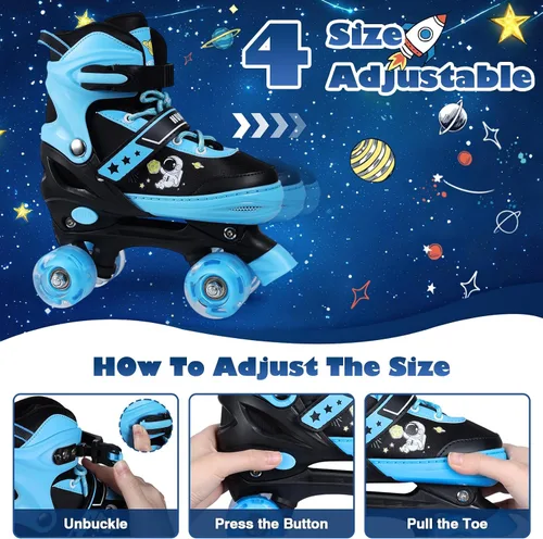Miniatura 2 de Patines de Ruedas, Patines de Ruedas Ajustables de 4 Tallas para Niños, Ruedas con Luces y Adorables Diseños de Dibujos Animados, Múltiples Capas