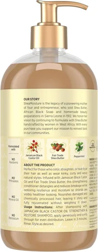 Miniatura 2 de SheaMoisture Acondicionador fortalecedor y restaurador de aceite de ricino negro de Jamaica para cabello dañado, sin parabenos, 24 onzas
