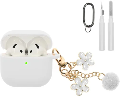 Miniatura 13 de Compatible con funda AirPods Pro 3, bonita funda protectora de silicona para Apple AirPods Pro 3 con kit de limpieza y llavero, accesorios