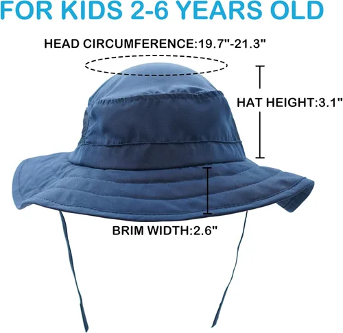 Miniatura 2 de Connectyle Sombrero de sol para niños y niñas, sombrero de pescador de ala ancha UPF 50+, sombrero de protección solar, sombrero transpirable