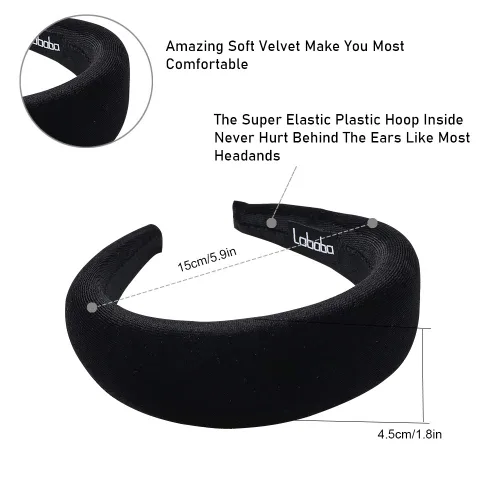 Miniatura 6 de Diademas para el cabello para mujer, 6 piezas de diademas para mujer, accesorios de moda, bandas acolchadas de terciopelo para la cabeza, lindas