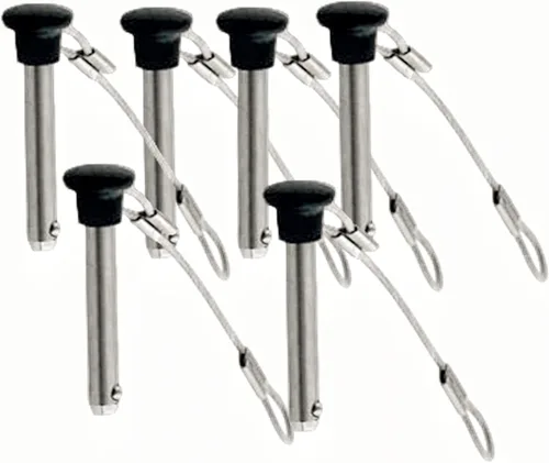 Diámetro de 3/16 pulgadas de acero inoxidable de nailon negro con cordón, pasadores de tracción superior de Bimini marino para bisagra giratoria de