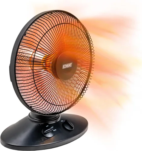 EZ-HEAT - Calentador de espacio parabólico de 1,000 vatios para interiores con oscilación amplia de 70 grados y ajustes de calor duales, inclinación