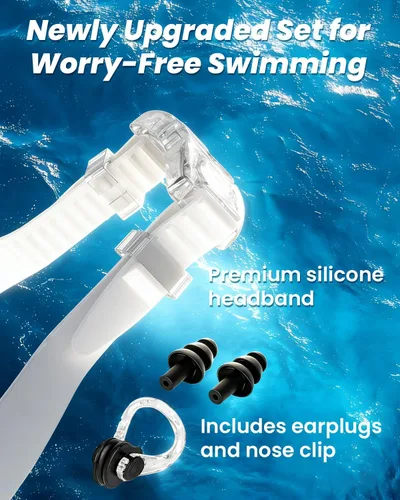 Miniatura 5 de Paquete de 2 gafas de natación para adultos, hombres y mujeres, protección UV antivaho sin fugas, visión amplia de 180°, visión clara, gafas