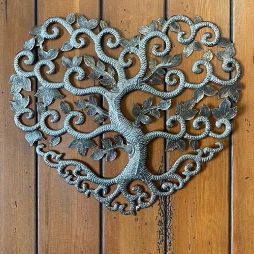 Miniatura 4 de It's Cactus Árbol de corazón de metal milagro hecho a mano de 17 pulgadas, placa para colgar en la pared, familia, amistad, árbol de amor