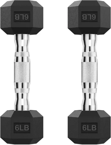 Miniatura 50 de HANDBODE Juego de 2 mancuernas hexagonales de 2.5 a 65 libras con revestimiento de goma, mancuernas para ejercicio y fitness, peso de mano