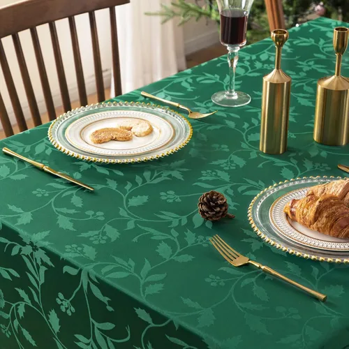 Miniatura 6 de joybest Mantel de Navidad rectangular de 60 x 84 pulgadas, mantel elegante de jacquard navideño de tela de poliéster para decoración de Navidad