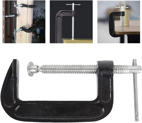 Miniatura 7 de Juego de abrazaderas en C de 4 pulgadas, abrazadera C de acero resistente, abrazaderas de fuerza industrial C para carpintería, soldadura