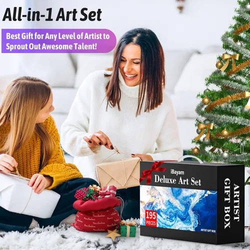 Miniatura 4 de iBayam Juego de Arte para Niños, Adolescentes, Niñas, Niños, Adultos, Caja de Regalo Deluxe de 195 Piezas con 3 Libretas de Dibujo, Lienzo A4, Kits