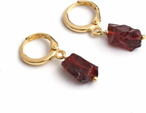 Miniatura 21 de Gempires Handmade Gemstone Hoop Earrings Raw Crystal Dangle Jewelry Hypoallergenic Gold Plated Lightweight Elegant Jewelry Gifts For Women