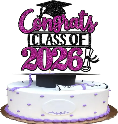 Miniatura 30 de Rsstarxi 1 paquete de 2026 con tapa de graduación 2026, decoración de pastel de felicitaciones graduadas para decoración de fiesta de graduación