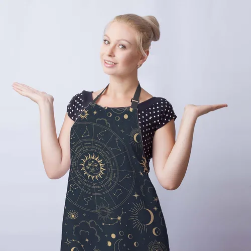 Miniatura 3 de Delantal de cocina para mujer, astrología mágica con constelaciones, delantales divertidos para hombres, para cocina, restaurante, barbacoa