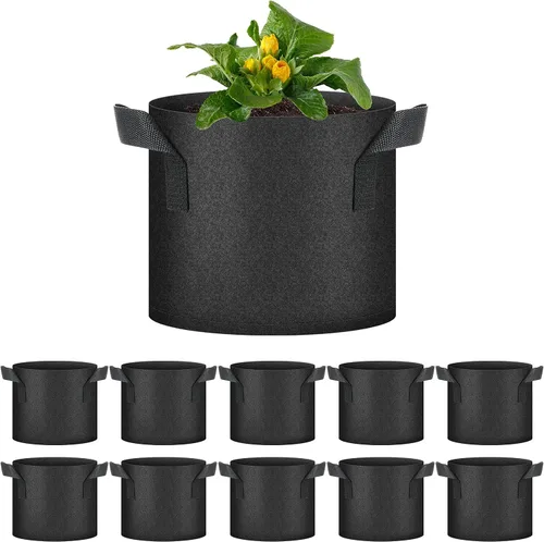 Miniatura 16 de HealSmart Paquete de 10 bolsas de cultivo de plantas de 3 galones, macetas plantadoras de tomate con asas, tela no tejida de aireación, maceta