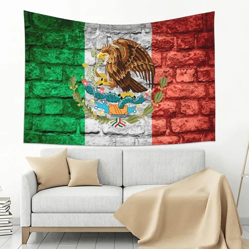 Miniatura 10 de LIYAKITO Tapiz de bandera de México, águila, para colgar en la pared, decoración artística de pared para dormitorio, sala de estar, dormitorio, Retro