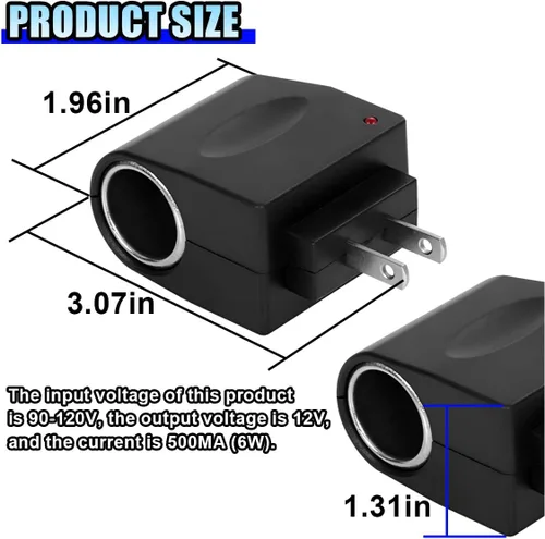 Miniatura 2 de Convertidor adaptador de CA a CC, CC 12V 500mA, adaptador de corriente para encendedor de cigarrillos de automóvil, enchufe de corriente