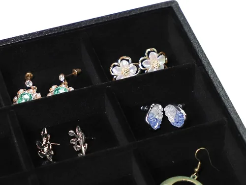 Miniatura 3 de Wudygirl Velevt - Bandeja apilable de 30 rejillas para joyas, anillos, pulseras, aretes, collares, bandeja de joyería, organizador de exhibición