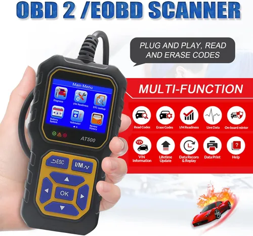 Miniatura 2 de Lector de código de escáner OBD2 para automóvil AT500, lector de código de falla del motor, escáner de luz, voltímetro automático, herramienta