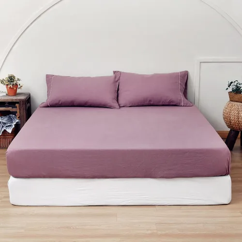 Miniatura 22 de Sábana Bajera de Lino 100% Lavado a la Piedra Color Sólido - (1 Pieza) Bolsillo Profundo de 14 Pulgadas Funda de Colchón Suave Natural Transpirable