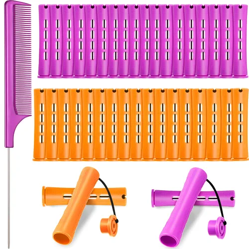 Miniatura 16 de WILLBOND - 36 piezas de varillas de onda fría para permanente de cabello, varillas de rizado con peine de cola de rata de acero para peinado
