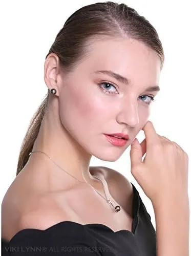 Miniatura 5 de Collar con colgante de perlas negras cultivadas en Tahití de 9-10mm con plata esterlina redonda para regalos de aniversario para mujer - VIKI LYNN