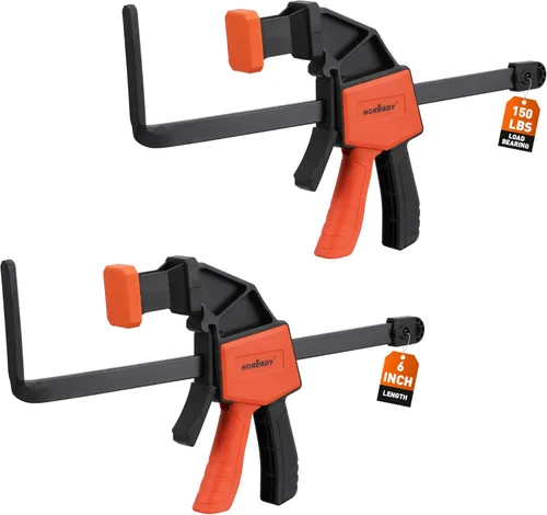 Miniatura 14 de HORUSDY Paquete de 6 abrazaderas de madera para carpintería, abrazaderas de barra de 12 y 6 pulgadas, juegos de abrazaderas de trabajo de madera